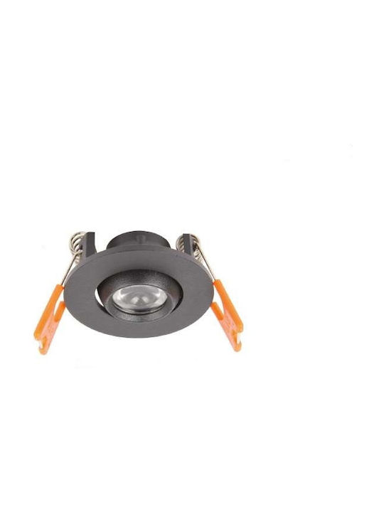 Power Led Round Metallic Recessed Spot with Integrated LED and Natural White Light Black 5.5x5.5cm. 1pcs