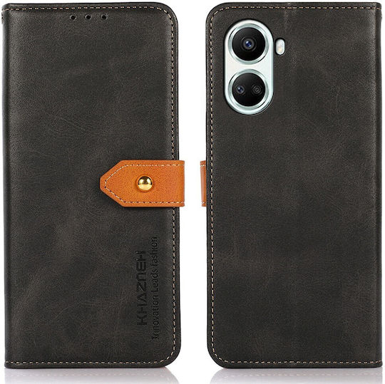 Khazneh Leather Wallet Synthetic Leather Black (Huawei Nova 10)