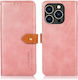Khazneh Leather Brieftasche Leder Rose Gold (iPhone 14 Pro)