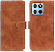 Khazneh Litchi Skin Texture Leather Back Cover Synthetic Leather Magnetic Brown (Honor X8)