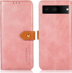 Khazneh Leather Synthetic Leather Wallet Rose Gold (Google Pixel 7Realme 7 5GGoogle Pixel)