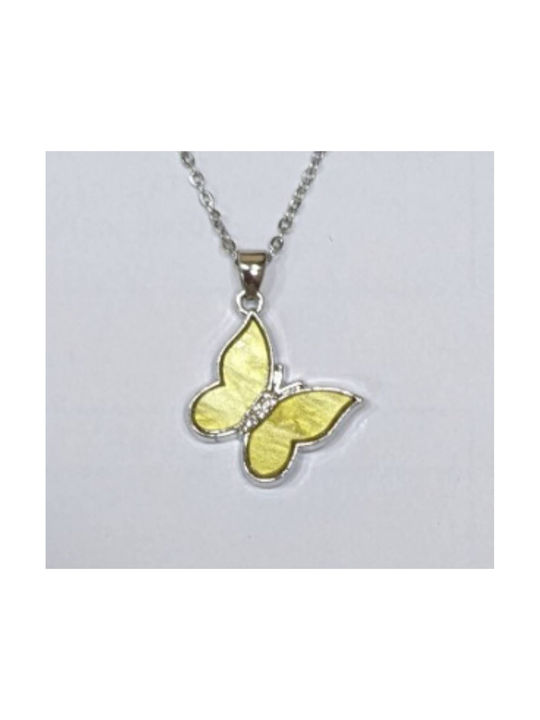 Kostibas Fashion Necklace with design Butterfly from Gold Plated Steel