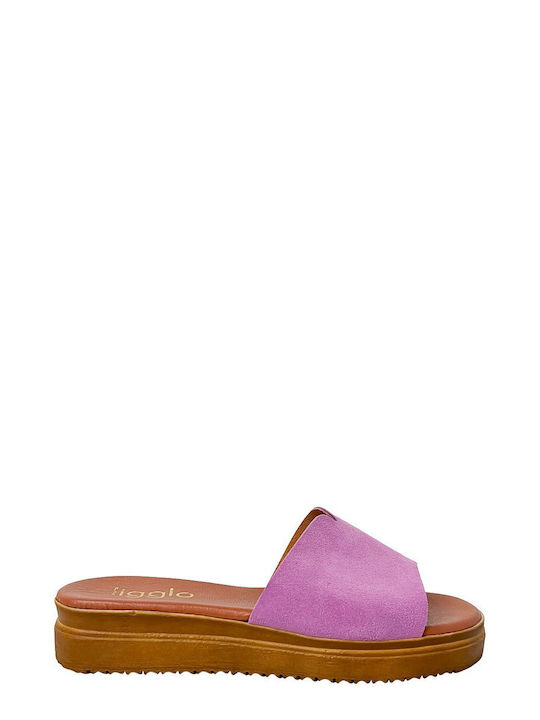 Ligglo Flatforms Suede Women's Sandals Purple
