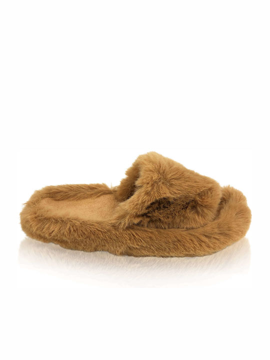 Ligglo Women's Slippers with Fur Brown -CAMEL