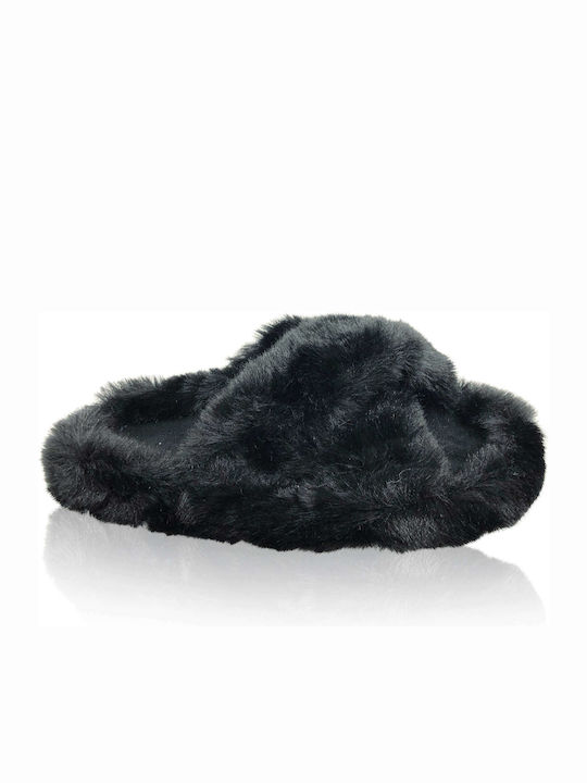 Ligglo Women's Slippers with Fur Black SL-104-BLACK