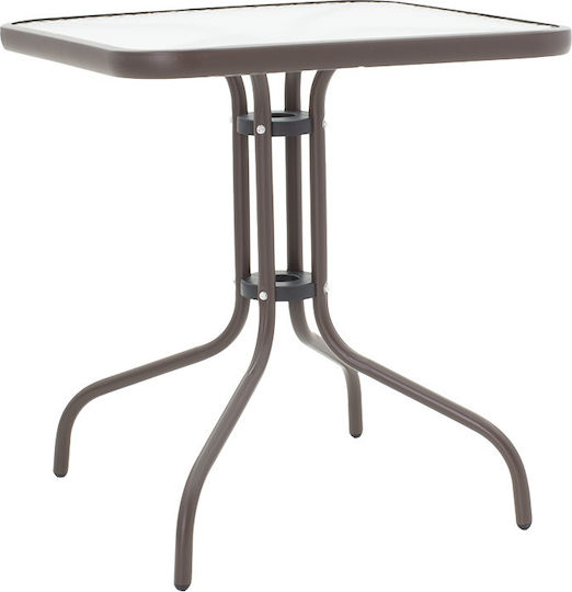 Τραπέζι Watson 70x70x70 Καφέ-γυαλί Τραπέζι Watson 70x70x70 Καφέ-γυαλί