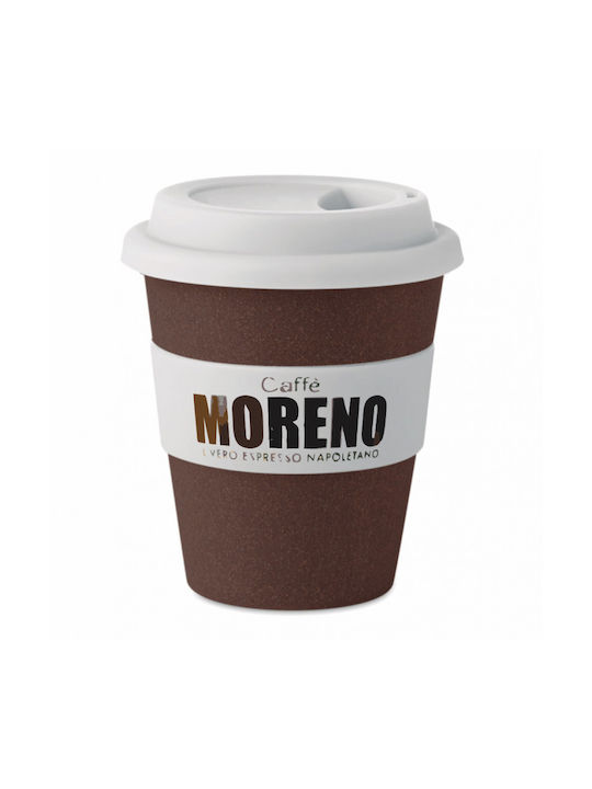 Plastic Cup with Lid Brown 350ml