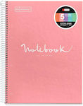 Miquelrius Spiral Notebook Ruled A4 120 Sheets 5 Subjects Pink 1pcs