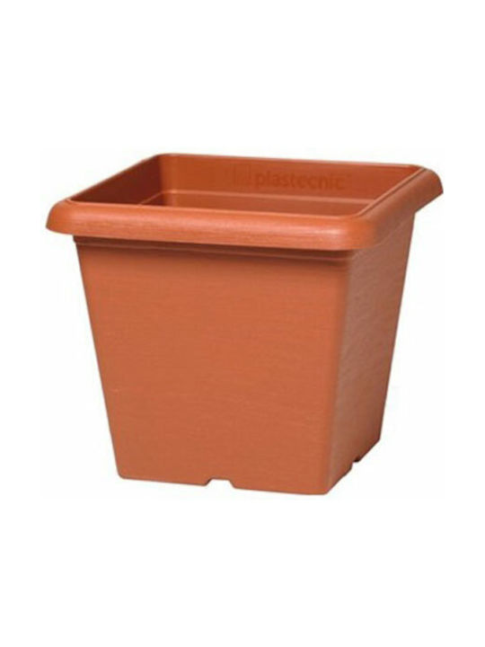 Plastecnic Γλάστρα Πλαστική Καφέ 19.6x19.6x16.4εκ.