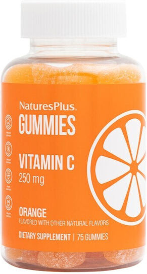 Nature's Plus Gummies Vitamin C Vitamin für Stärkung des Immunsystems, die Haut & Antioxidative Wirkung 250mg Orange 75 Geleebohnen