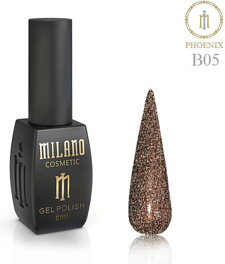 Milano Cosmetic Ojă Pentru Unghii Cu Gel PHOENIX B05 Cu Sclipici 8ml