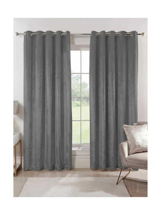 Перде с Копчета Luxury Velour Сиво 290x280см