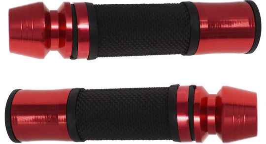 Motorcycle Grips with Handlebar Counterweights in Red Colour