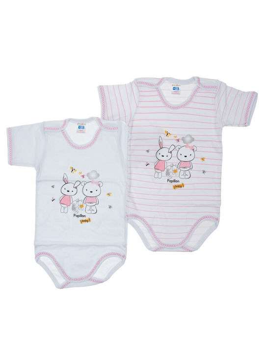 Papillon Kids Baby Bodysuit Underwear Set Short-Sleeved Pink