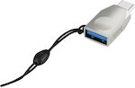 Hoco Convertor USB-A feminin în USB-C masculin Argint (HOC-UA9C-S)