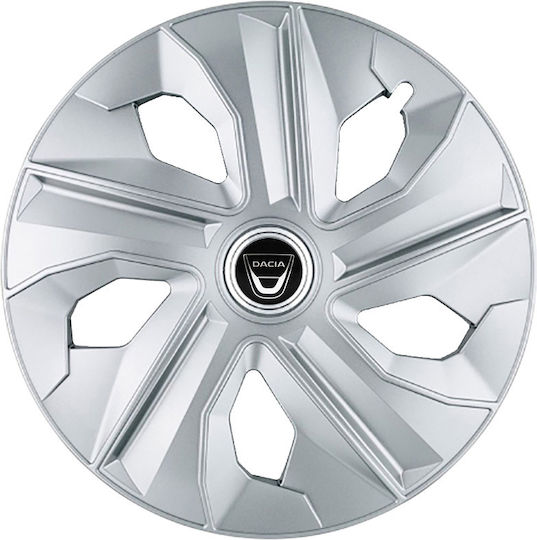 Jestic Car Hubcap Set with Dacia Emblem 15" 4pcs Silver