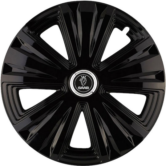 Jestic Set Capace De Roți Auto Compatibile Saab 4 Bucăți 15 Negru/Negru