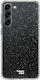 HappyCase Glitter Print Umschlag Rückseite Silikon mit Band Transparent (Galaxy S23)