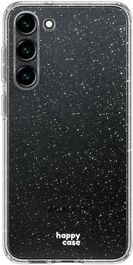 HappyCase Glitter Print Umschlag Rückseite Silikon mit Band Transparent (Galaxy S23)