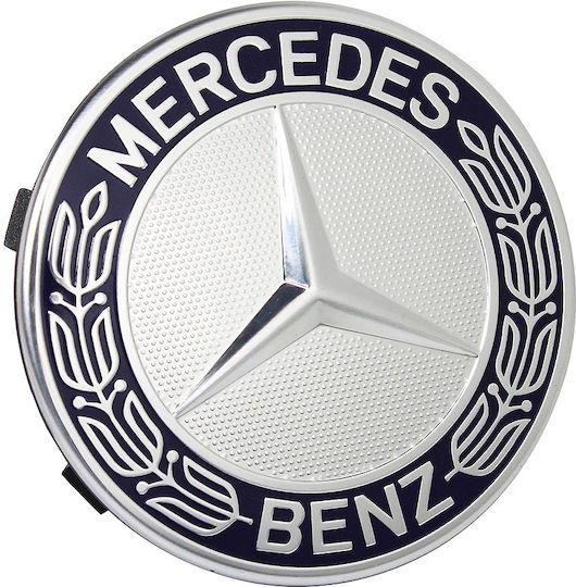 Τάπα Κέντρου Ζάντας Mercedes Benz με Εσωτερική Διάμετρο 73mm Μπλε/Χρώμιο 1τμχ