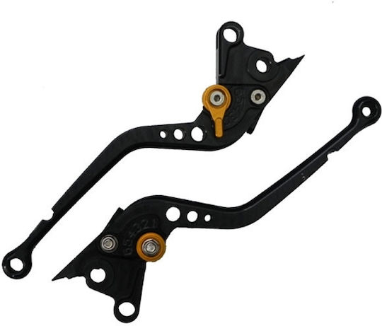 Moto Discovery Set of Motorcycle Brake/Clutch Levers Adjustable for Honda Transalp Black 713001/TRG