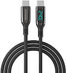 Tiktaalik Braided USB 2.0 Cable USB-C male - USB-C male 240W Μαύρο 1.5m