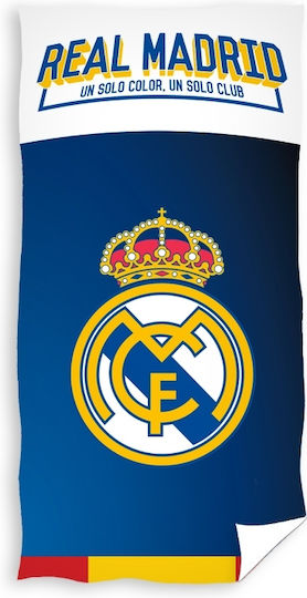 Carbotex Real Madrid Παιδική Πετσέτα Θαλάσσης Μπλε Ποδόσφαιρο 140x70εκ.