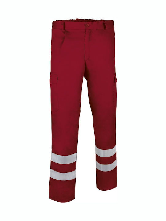 Valento DRILL Reflective Work Trousers Red