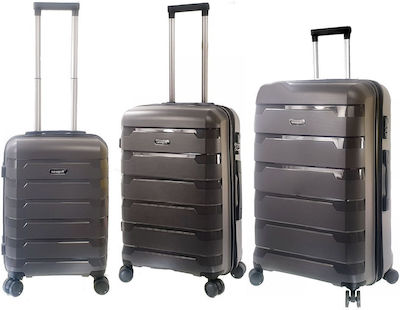 Diplomat Seagull Travel Suitcases Hard Gray with 4 Wheels Set 3pcs