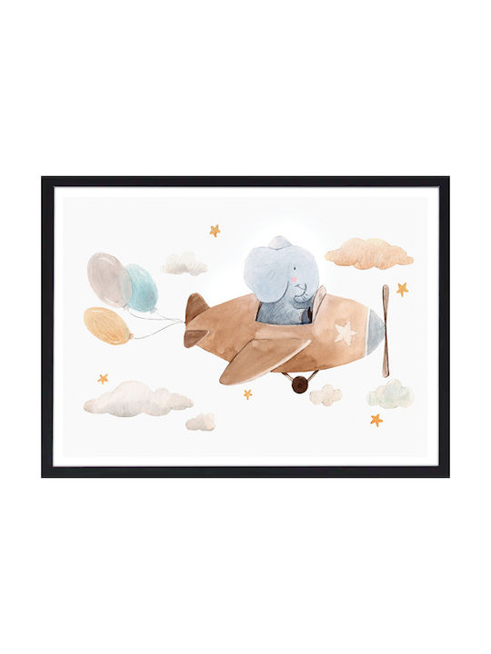 Walls Kids Wall Art Elephant Airplane with Blac...