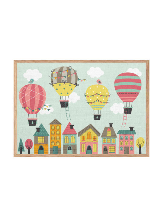 Walls Kinder Wandkunst Bunte Heißluftballons auf Segeltuch 50x40cm