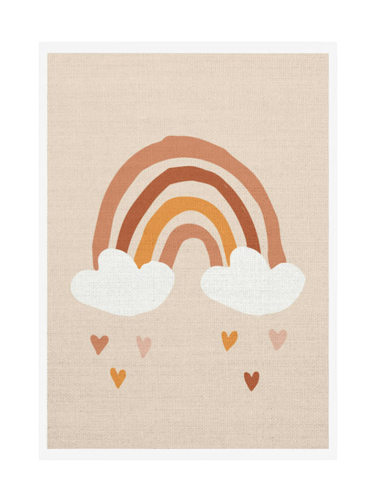 Walls Kids Wall Art Framed Colorful Rainbow with White Frame on Canvas 15x20cm