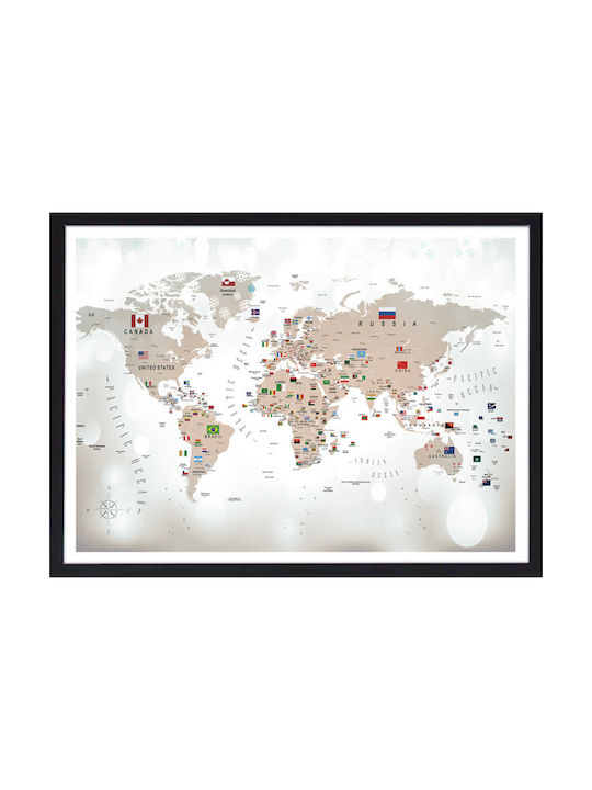 Walls Kids Wall Art World Map Flags with Black ...