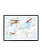 Walls Kinder Wandkunst Blau Karte mit Schwarzem Rahmen aus Holz 20x15cm