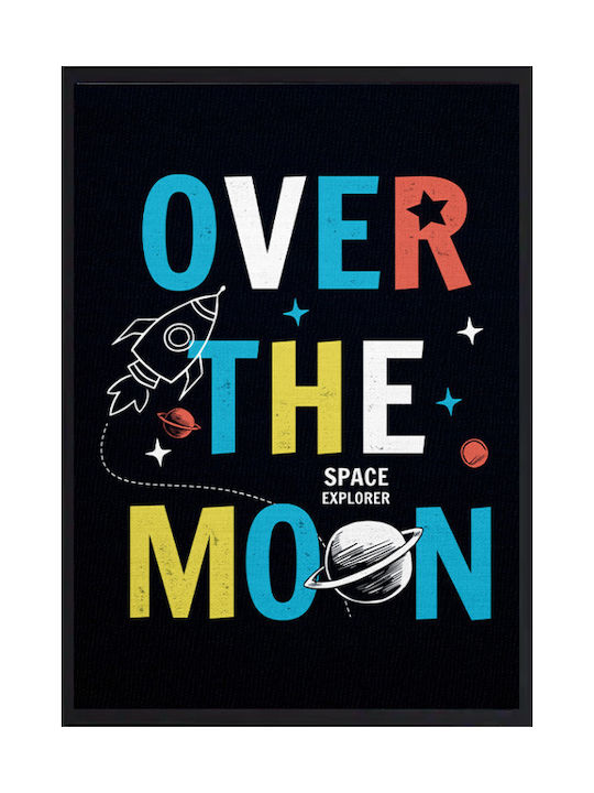 Walls Детско Рамка Over Moon с Черна Рамка на Платнен 15x20см