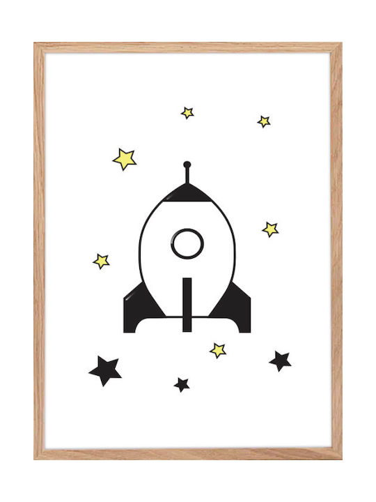 Walls Kids Wall Art Framed Spacecraft Wooden 15x20cm