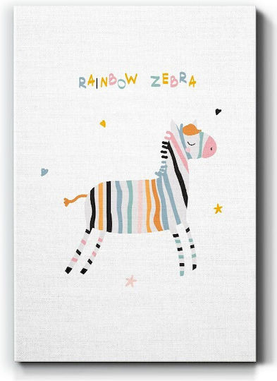 Walls Παιδικός Πίνακας Rainbow Zebra σε Καμβά 50x70εκ.