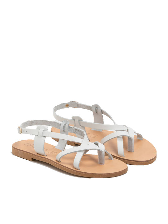 Issue Fashion Handmade Leather Crossover Women's Sandals White