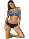 Marko Underwire Bikini Set Bra & Slip Bottom with Adjustable Straps Blue