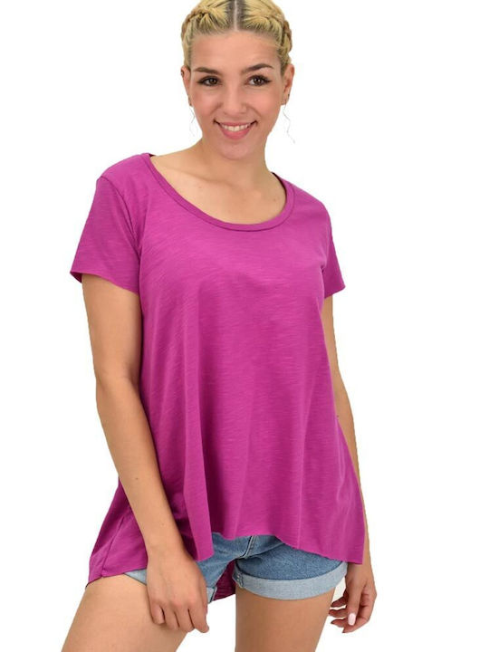 Potre Women's Summer Blouse Cotton Short Sleeve Purple