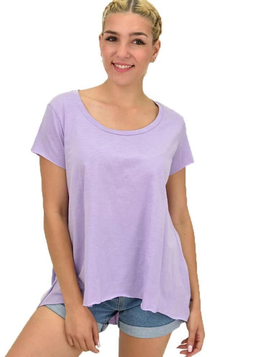 Potre Women's Summer Blouse Cotton Short Sleeve Lilacc