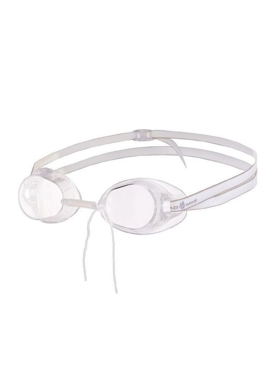Mad Wave Racer Swimming Goggles Adults with Anti-fog Lenses White
