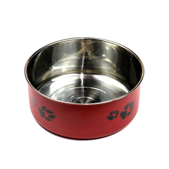 Edelstahl Schalen Futter & Wasser für Hund & Katze 2x 1.6lt 18cm in Rot Farbe