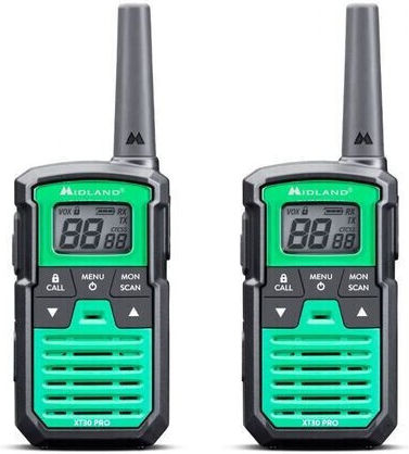 Midland XT30 Pro Walkie Talkie 0.5W με Μονόχρωμη Οθόνη Σετ 2τμχ Σε Πράσινο Χρώμα