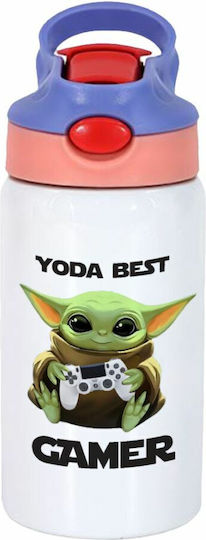 Koupakoupa Sticlă Pentru Copii Din Oțel Inoxidabil Star Wars Cu Pai Alb 350ml