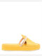 Zakro Collection Leather Women's Flat Sandals in Yellow Color