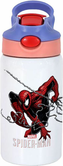 Koupakoupa Stainless Steel Kids Water Bottle Spiderman with Straw White 350ml