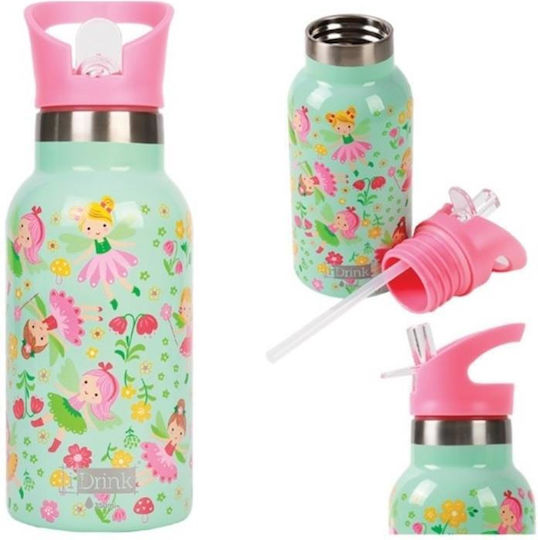 Total Gift Kinderflasche Thermos Rostfreier Stahl mit Strohhalm Auslaufsicher Grün 350ml