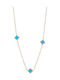 LifeLikes Lucky Charm Necklace with Flower Design made of Gold Plated Steel Turquoise