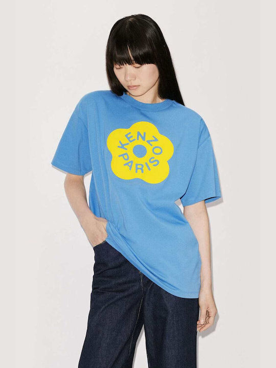 Kenzo Damen Oversized T-Shirt Blumen Blau